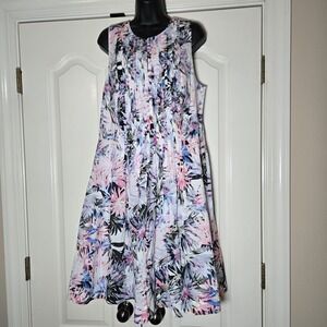 NYDJ Dress Size 14 Lana Voile Fit & Flare Sleeveless‎ Colorful Beach NWT